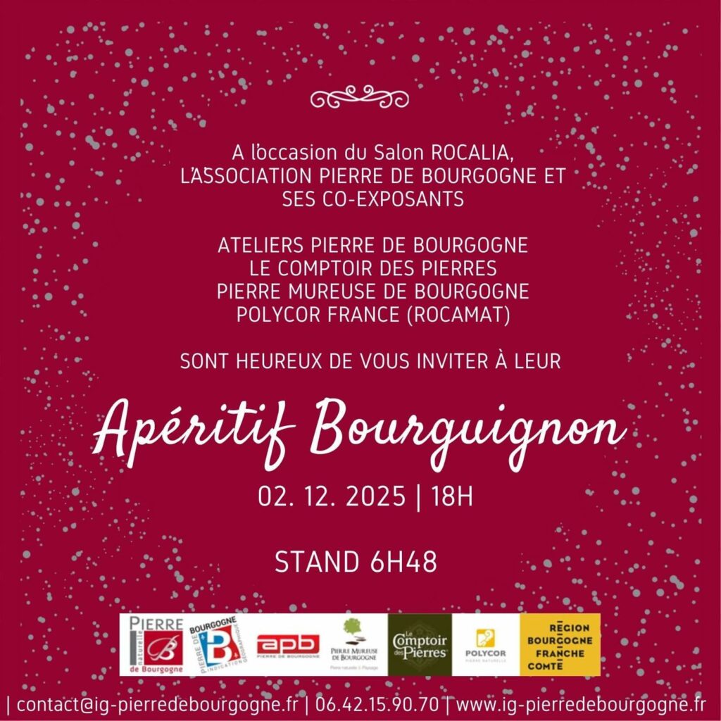 Pierre Mureuse de Bourgogne et ses partenaires vous invitent à un apéritif bourguignon sur le stand lors du Salon Rocalia 2025 à Lyon